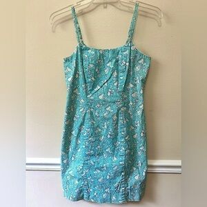 Lilly Pulitzer white pelican bird blue dress.